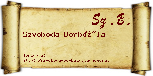 Szvoboda Borbála névjegykártya